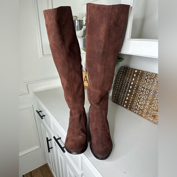Free People Mahogany Suede Knee-High Fringe Maddox Boots -Size 41 US 10 - Picture 3 of 12
